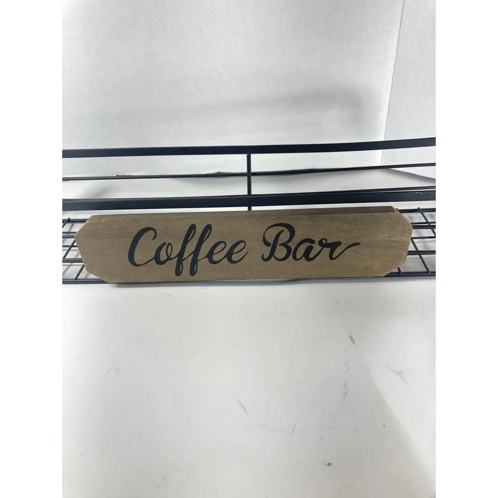 Coffee Bar Decorative Metal And Wood Wall Mounted Shelf 17